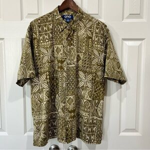 ONO & Company Men's Green Hawaiian Floral Patterned Shirt Size L